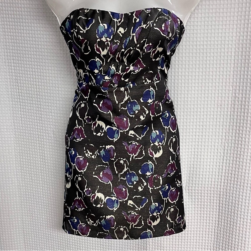 American Eagle Black and Purple Strapless Cocktail Dress size large